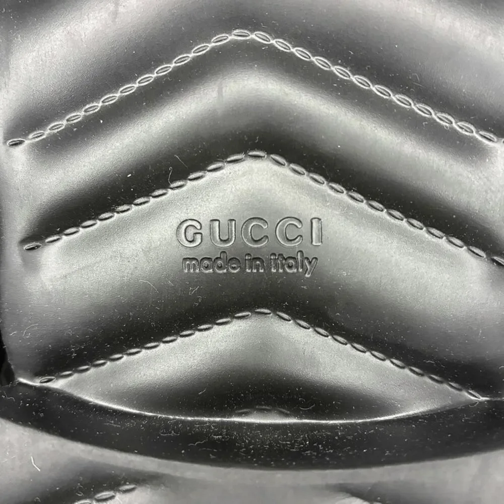 Gucci Rubber Chevron Logo Platform Thong Sandals Black Size 37 Box & Dust Bag - Picture 13 of 13